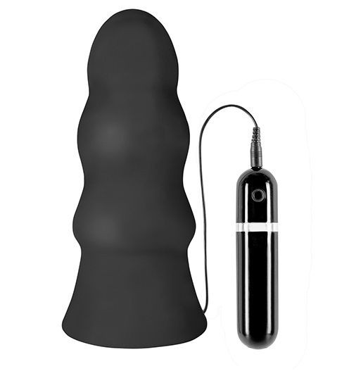 Виброелочка Menzstuff Vibrating Buttcrasher Waved, цвет: черный - 20 см