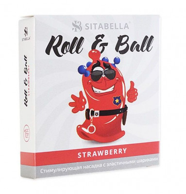 Стимулирующий презерватив-насадка Roll Ball Strawberry