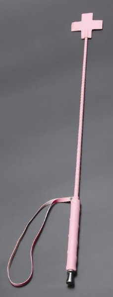 Стек с наконечником-крестом из искусственной кожи, цвет: розовый - 70 см