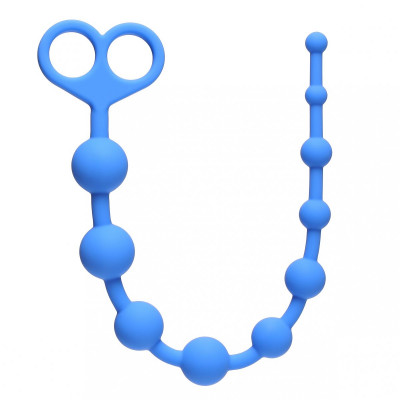 Анальная цепочка Orgasm Beads, цвет: голубой - 33,5 см