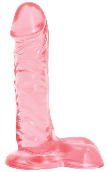 Гелевый фаллоимитатор с мошонкой - 18,5 см, цвет: розовый