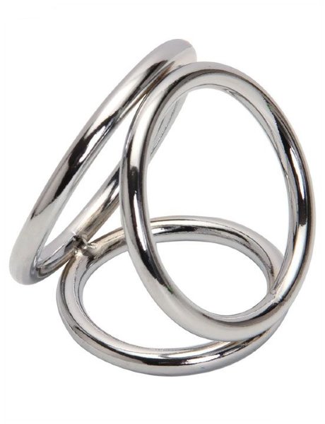 Тройное эрекционное кольцо, цвет: серебристый