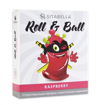 Стимулирующий презерватив-насадка Roll Ball Raspberry