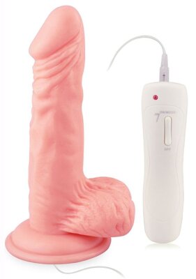 Вибратор 7 Vibrating Dong with Vibrating Balls - 16 см, цвет: телесный