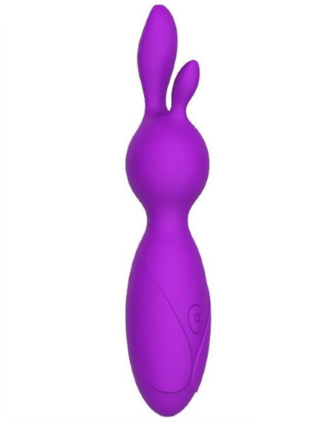 Мини-вибратор Emily с ушками - 16 см, цвет: фиолетовый