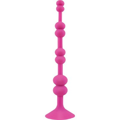Анальная цепочка с присоской PERLES DASPIRE - 22 см, цвет: розовый