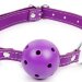 Кляп-шарик на регулируемом ремешке с кольцами, цвет: фиолетовый