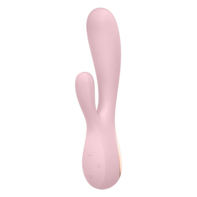 Вибратор-кролик Satisfyer Mono Flex с управлением через приложение - 20,4 см, цвет: розовый