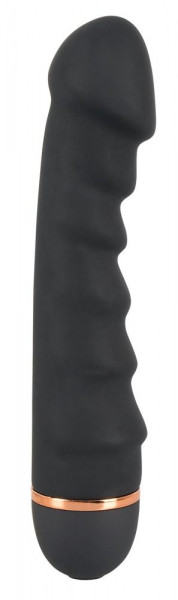 Вибратор Bendy Ripple с ребрами, цвет: черный - 16,5 см