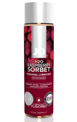 Лубрикант JO Flavored Raspberry Sorbet на водной основе с ароматом малины - 120 мл.