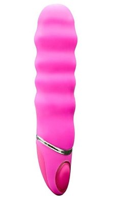 Перезаряжаемый вибратор PROVIBE с волнами на стволе - 14 см, цвет: розовый
