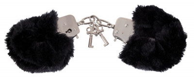Меховые наручники Love Cuffs Black, цвет: черный