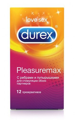 Рельефные презервативы Durex Pleasuremax с точками и ребрами - 12 шт.
