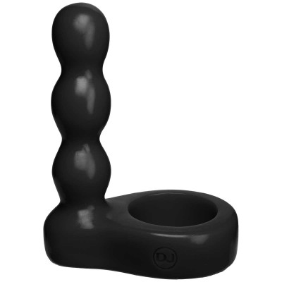 Анальный стимулятор Doc Johnson Platinum Premium Silicone The Double Dip 2 Black с силиконовым кольцом, цвет: черный