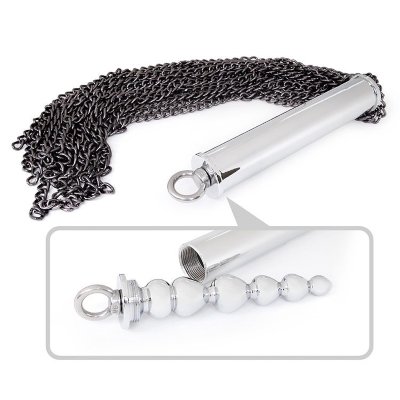 Металлическая плеть с рукоятью-елочкой - 56 см, цвет: серебристо-черный