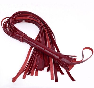 Лаковая плеть с ручкой - 65 см, цвет: бордовый
