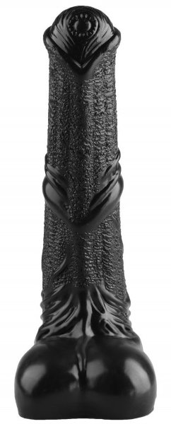 Фаллоимитатор-реалистик с мошонкой - 25 см, цвет: черный