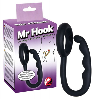 Эрекционное кольцо Mr Hook Cockring with P-point Stimulator с анальным стимулятором