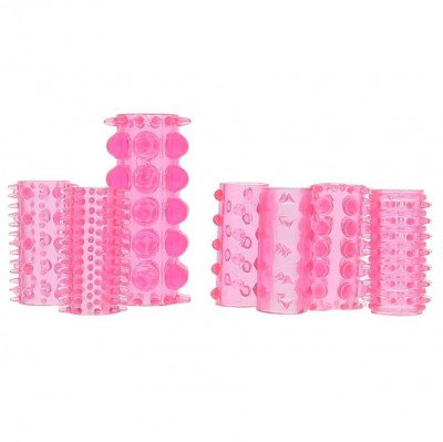 Набор из 7 насадок на пенис One-A-Day Penis Sleeves Pink, цвет: розовый