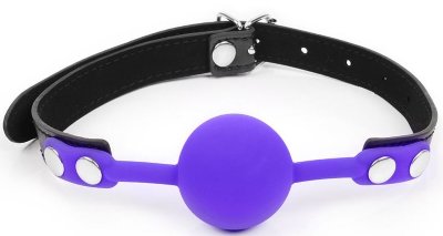 Кляп-шарик с черным ремешком, цвет: фиолетовый