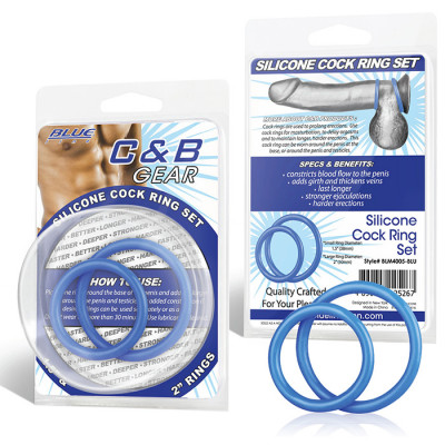 Набор из двух силиконовых колец Silicone Cock Ring Set, цвет: голубой