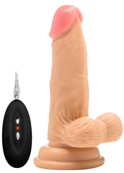 Вибратор-реалистик Vibrating Realistic Cock 6 With Scrotum - 15 см, цвет: телесный