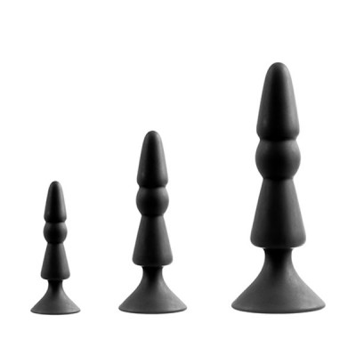 Набор из анальных силиконовых втулок Menzstuff 3-Piece Anal Cone Set, цвет: черный