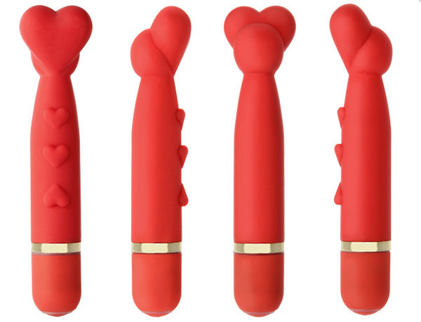 10-функциональный вибромассажер The Heavenly Heart - 14 см, цвет: красный