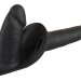 Женский страпон Double Strapon Black Silicone с вагинальной пробкой - 15 см