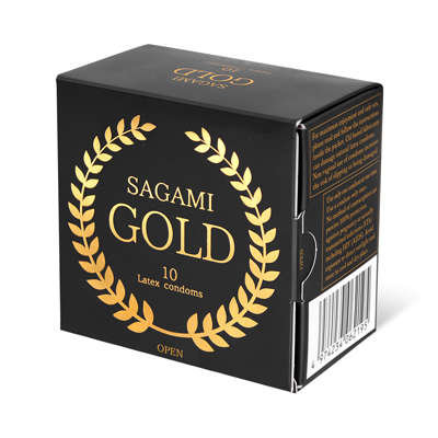 Презервативы Sagami Gold - 10 шт., цвет: золотистый