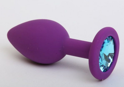 Фиолетовая силиконовая пробка с голубым стразом - 7,1 см