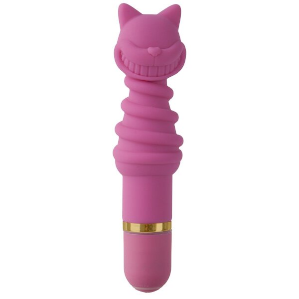 Рзовый 10-режимный вибромассажер The Kinky Kat - 14 см.