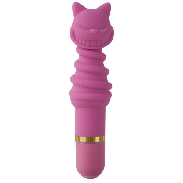 Рзовый 10-режимный вибромассажер The Kinky Kat - 14 см.