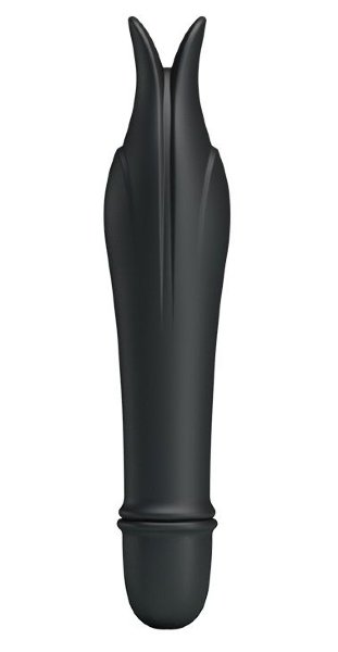 Миниатюрный вибромассажер Edward с усиками - 14,5 см, цвет: черный