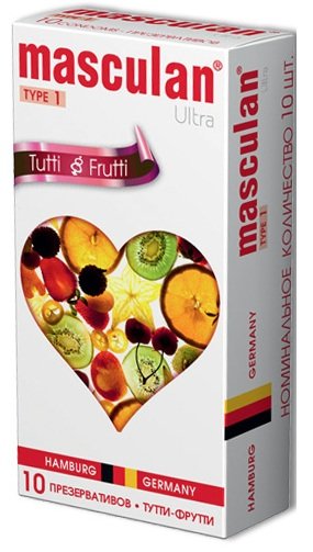 Презервативы Masculan Ultra Tutti-Frutti с фруктовым ароматом - 10 шт., цвет: желтый