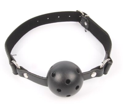 Кляп-шарик на регулируемом ремешке, цвет: черный